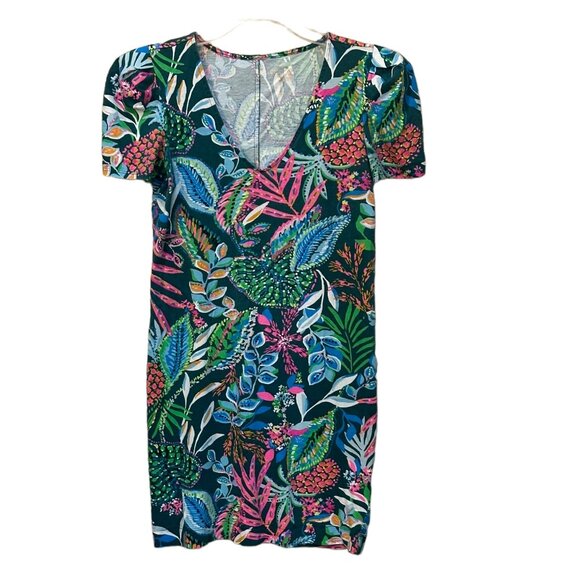Lilly Pulitzer Aleece T-Shirt Dress Cotton Style# 008343 Size XS Sunshine Jungle - Picture 1 of 8